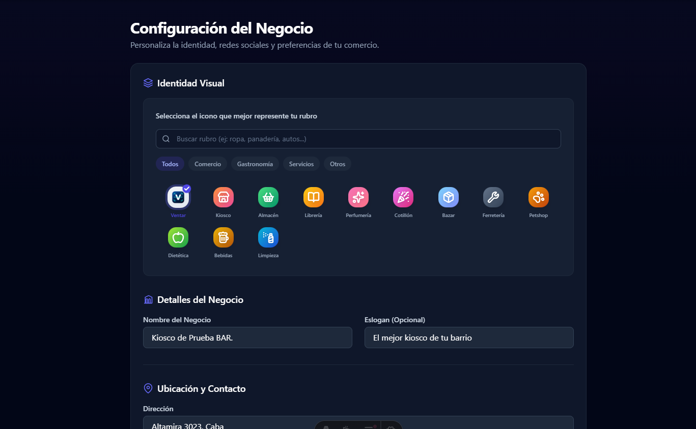 Panel Principal de Configuración